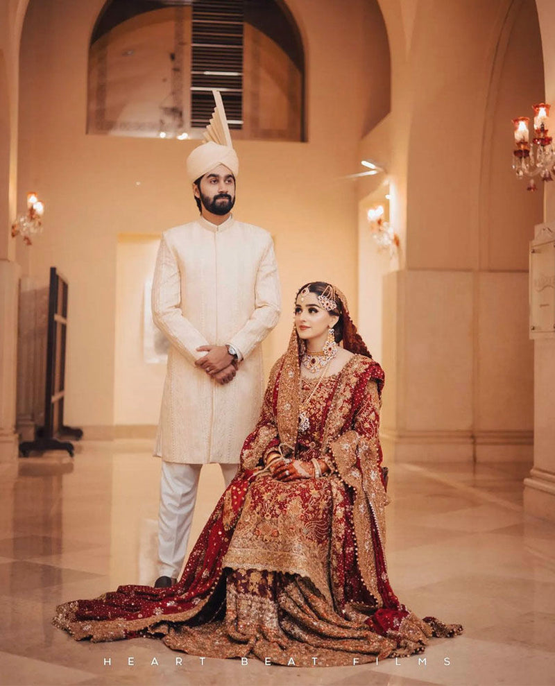 Shimmering In a Red Farah Talib Aziz Bridal
