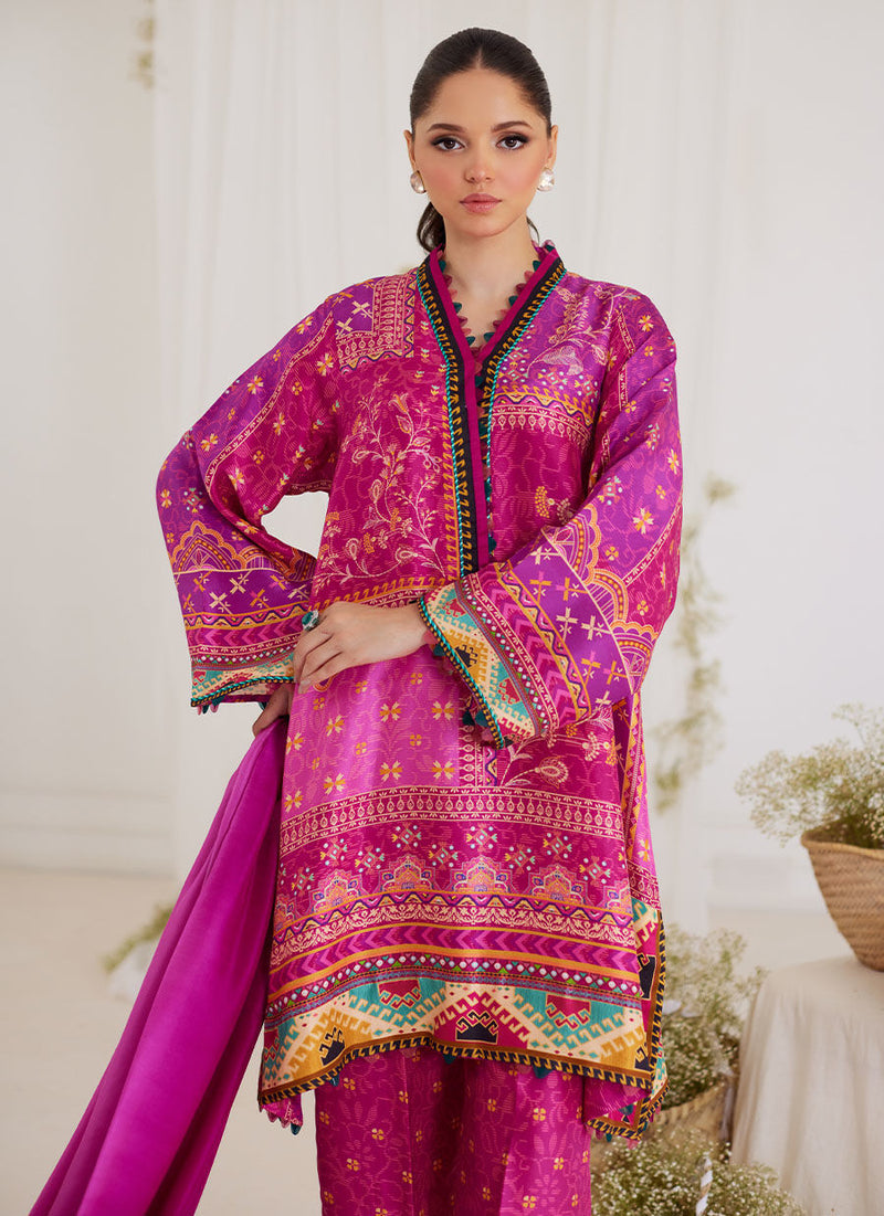 Luz Magenta Shirt and Dupatta