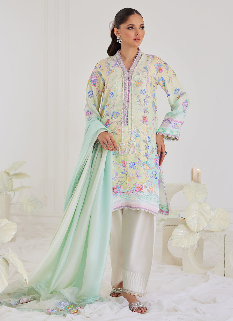 Paz Aqua Shirt and Dupatta