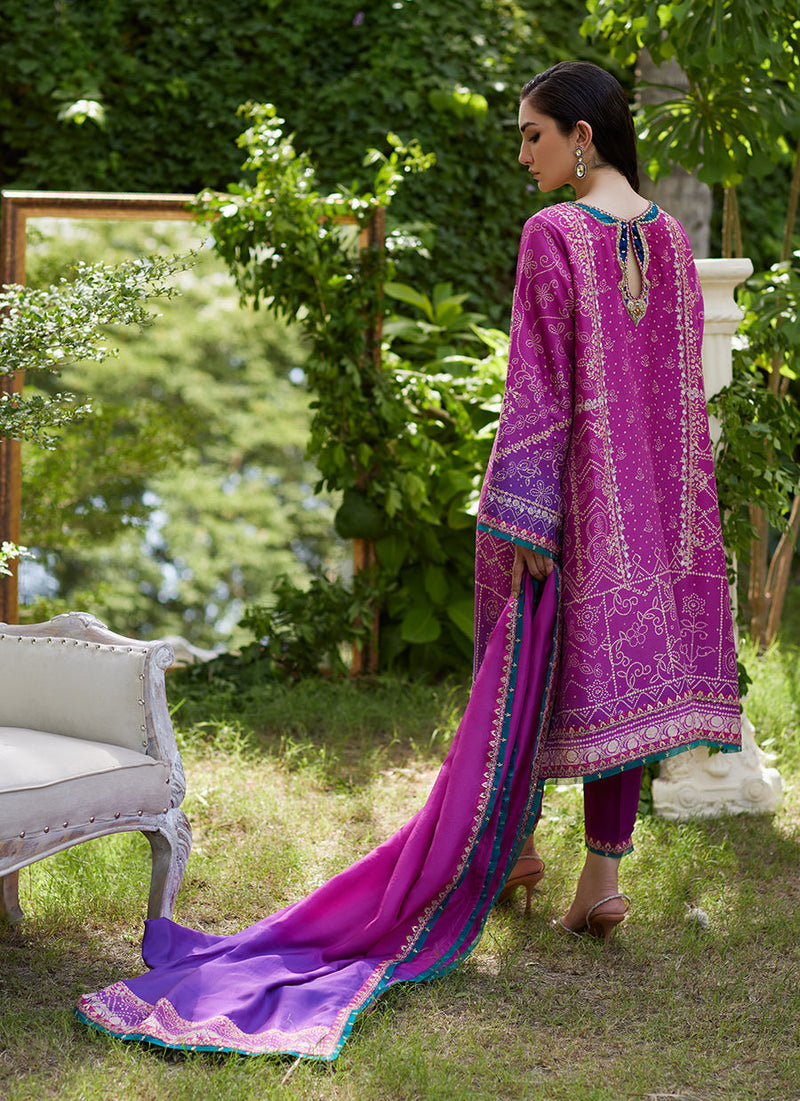 Tazeen Magenta Ombre Shirt and Dupatta