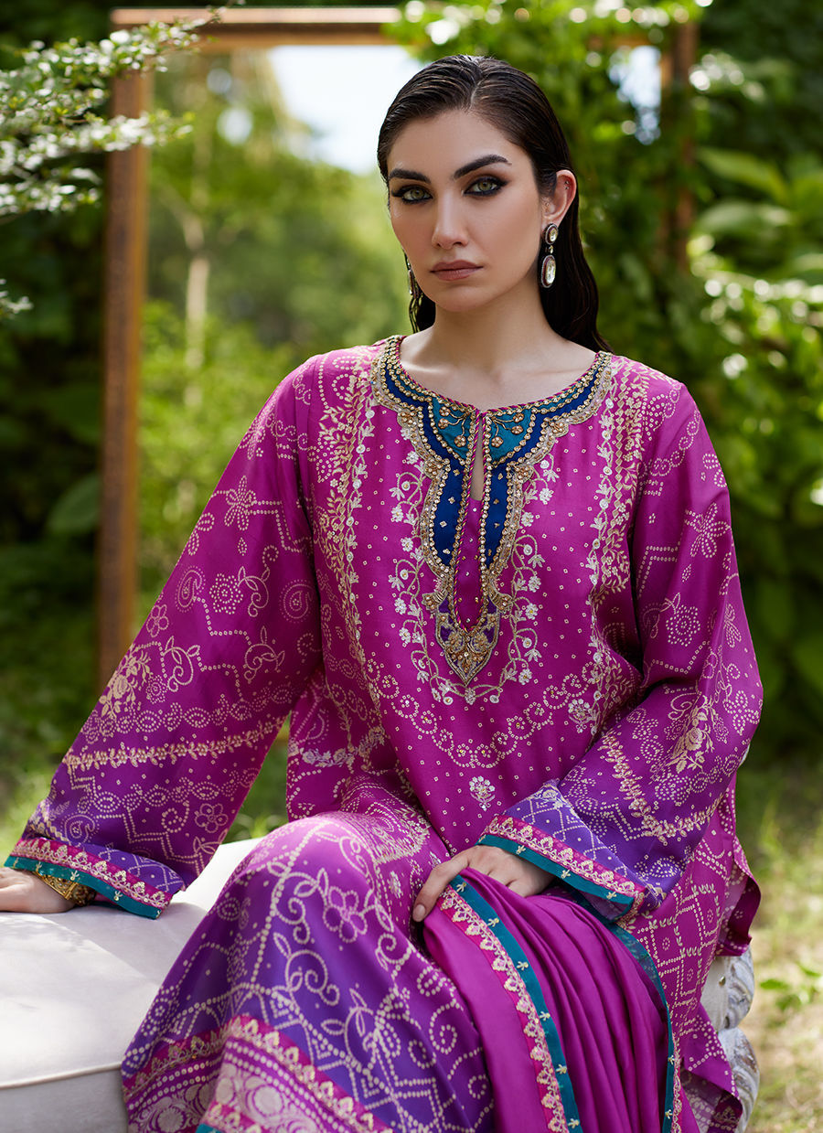 Tazeen Magenta Ombre Shirt and Dupatta