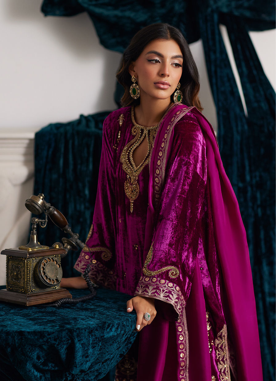 Emili Velvet Shirt and Dupatta