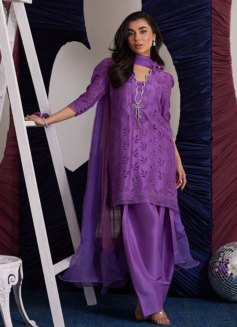 Illy Grape Shirt Dupatta with loose shalwar