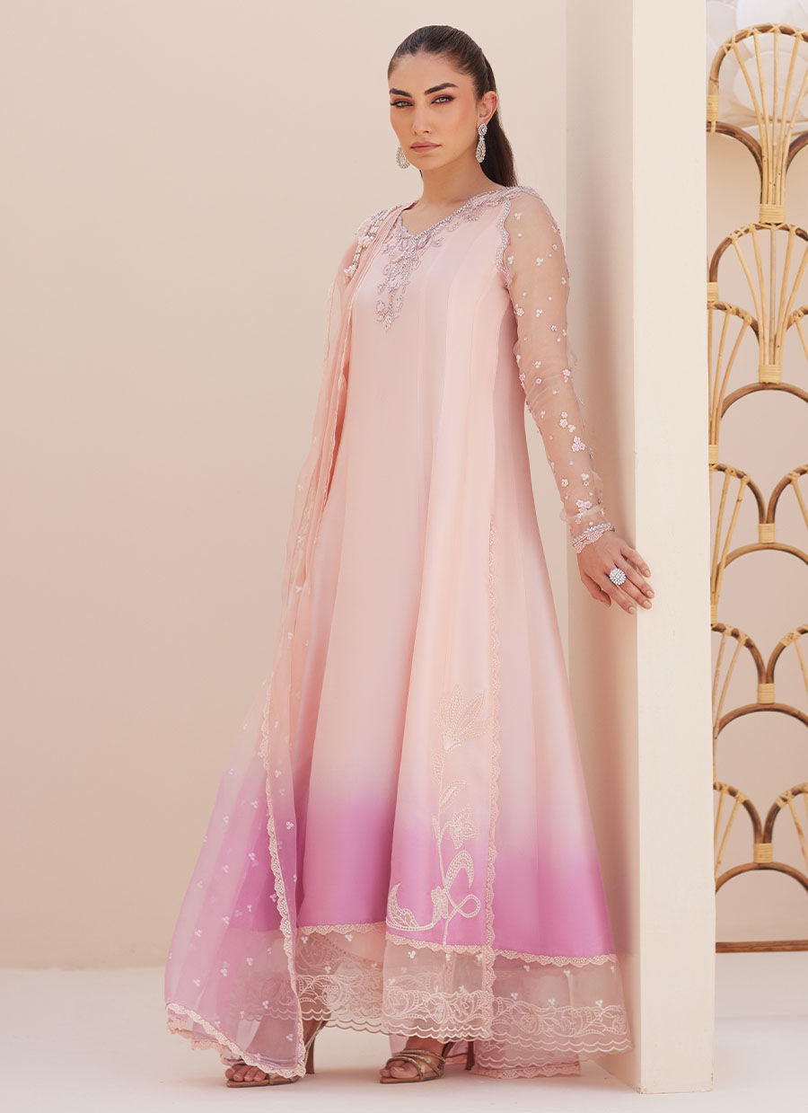 Deedee Pink Ombre Paneled Shirt Dupatta and Pants