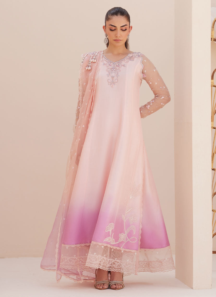 Deedee Pink Ombre Paneled Shirt Dupatta and Pants
