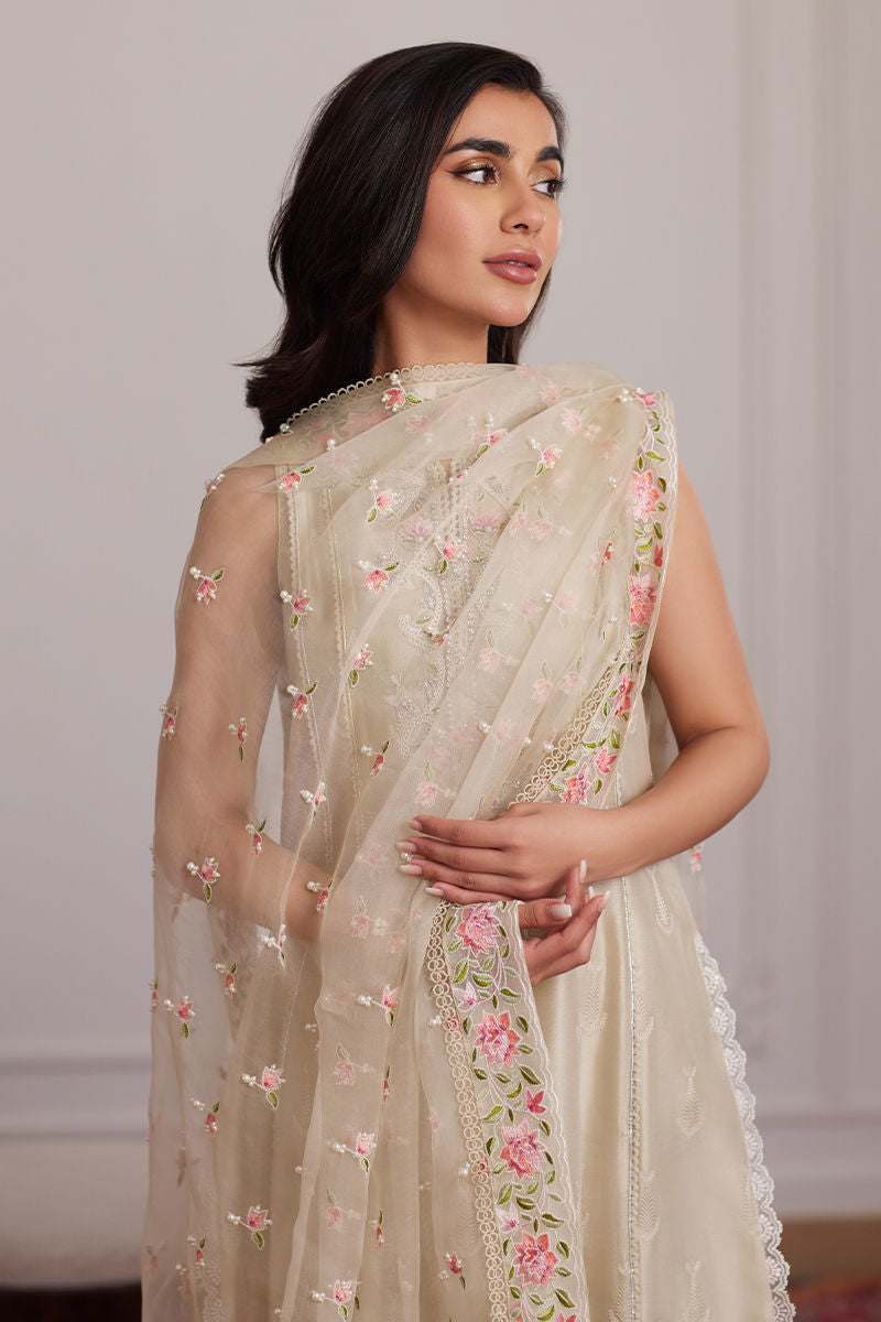 Everly Cream Shirt And Dupatta with pants