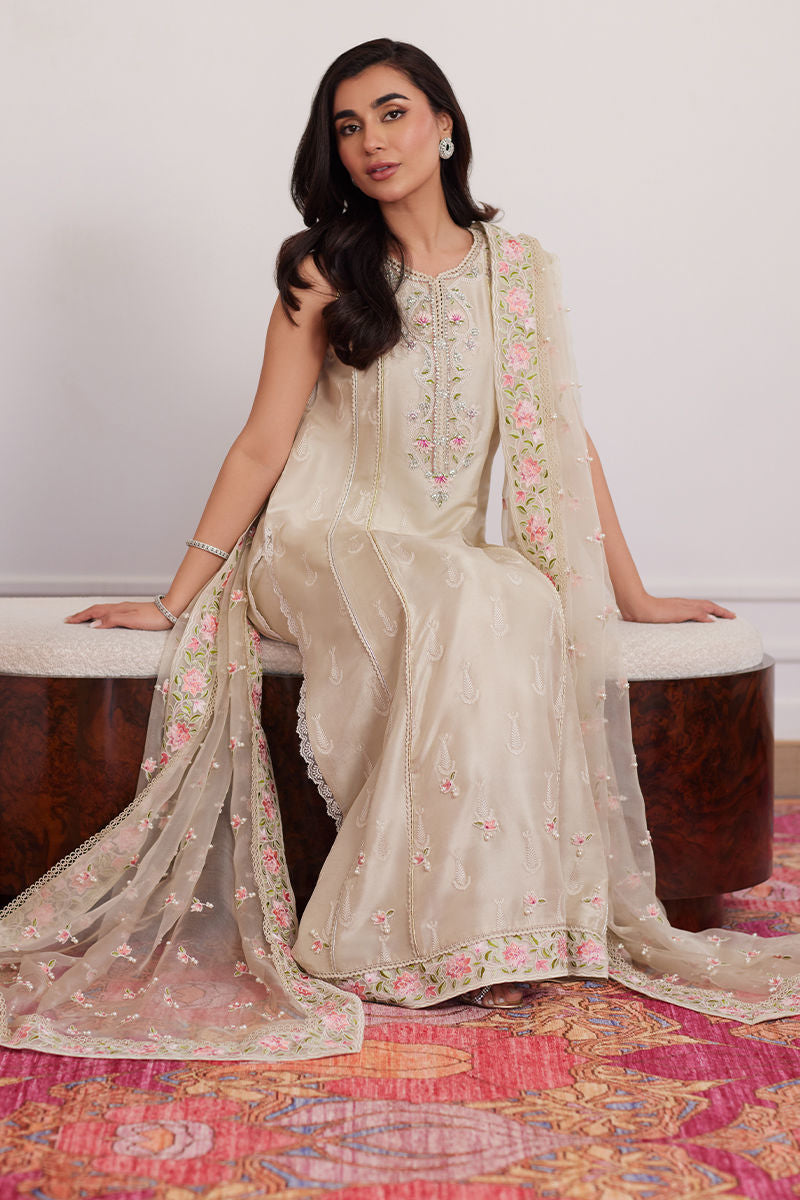 Everly Cream Shirt And Dupatta with pants