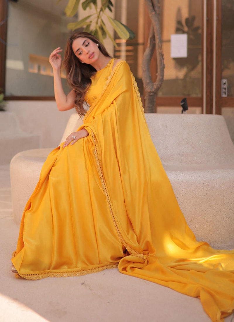 Saboor Aly in Canary Yellow Saree