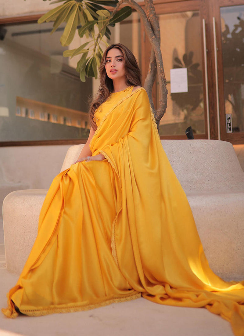 Saboor Aly in Canary Yellow Saree