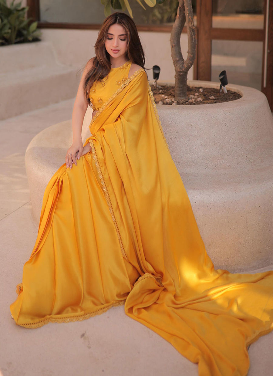 Saboor Aly in Canary Yellow Saree