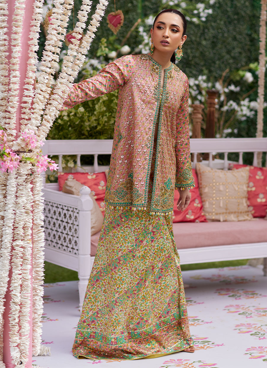 Shae Blockprinted Dhaka And Short Jacket