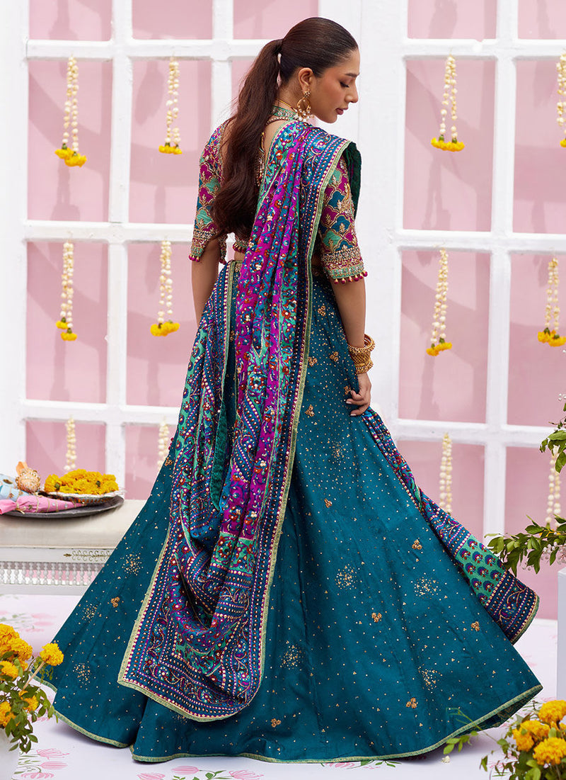 Ayelina Teal Lehnga Choli