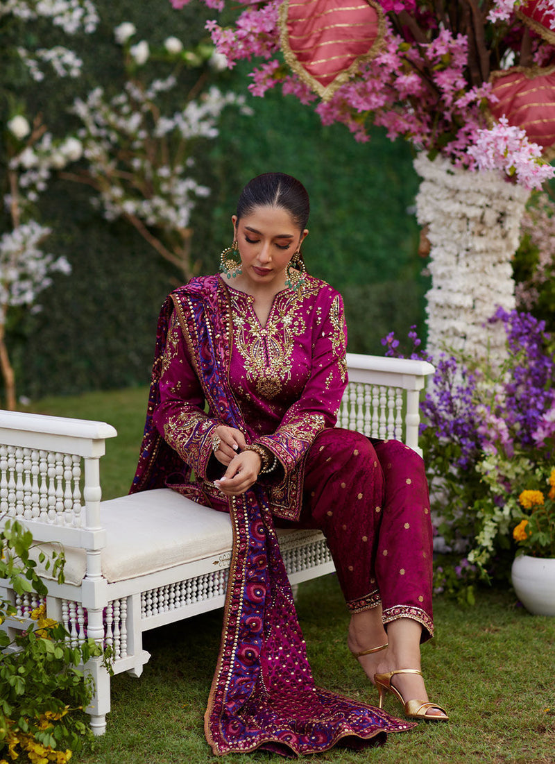 Nura Magenta Shirt And Dupatta