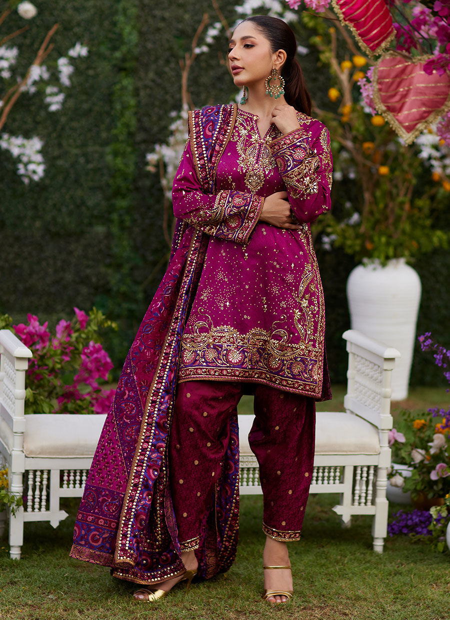 Nura Magenta Shirt And Dupatta