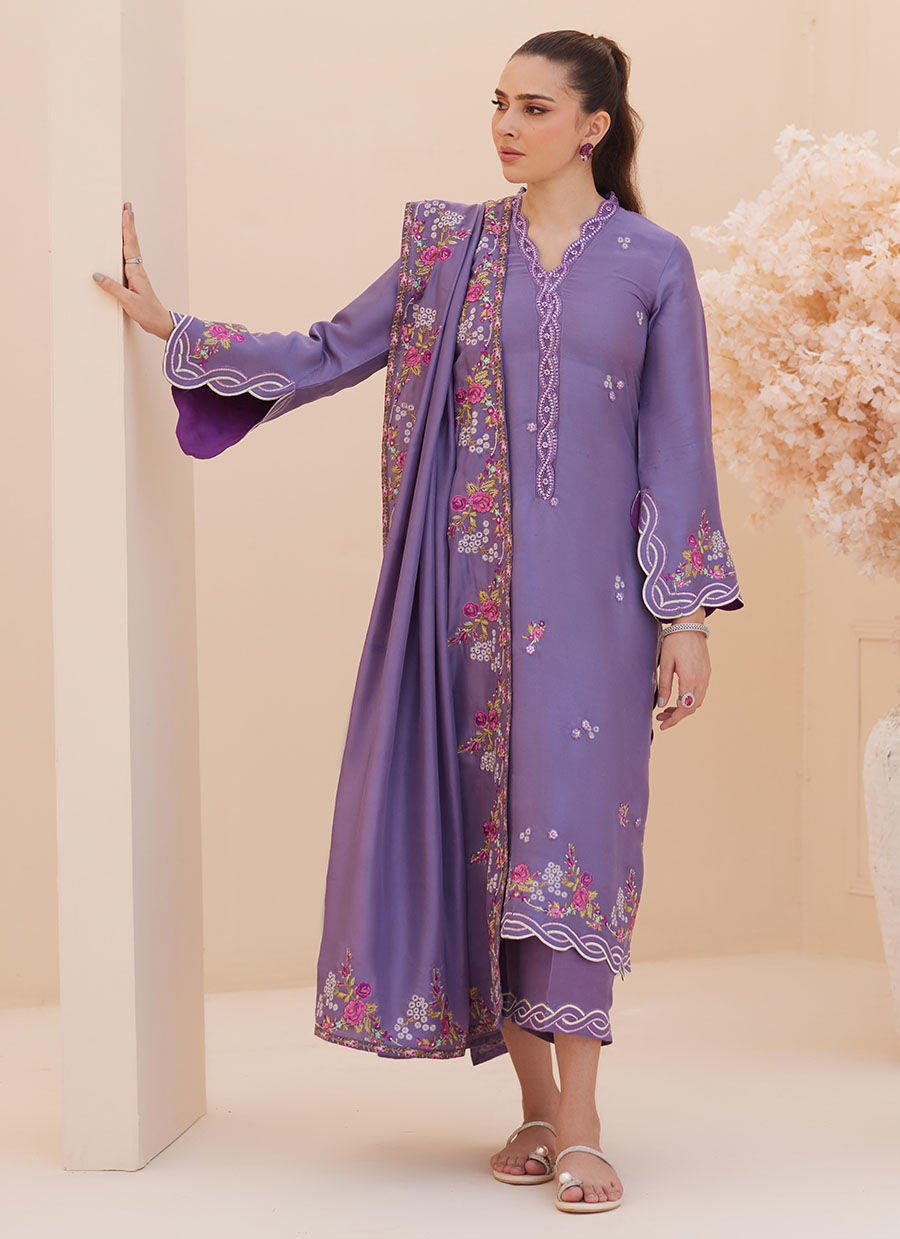(Goldie Grape Silk Shirt and Dupatta)PANTS only