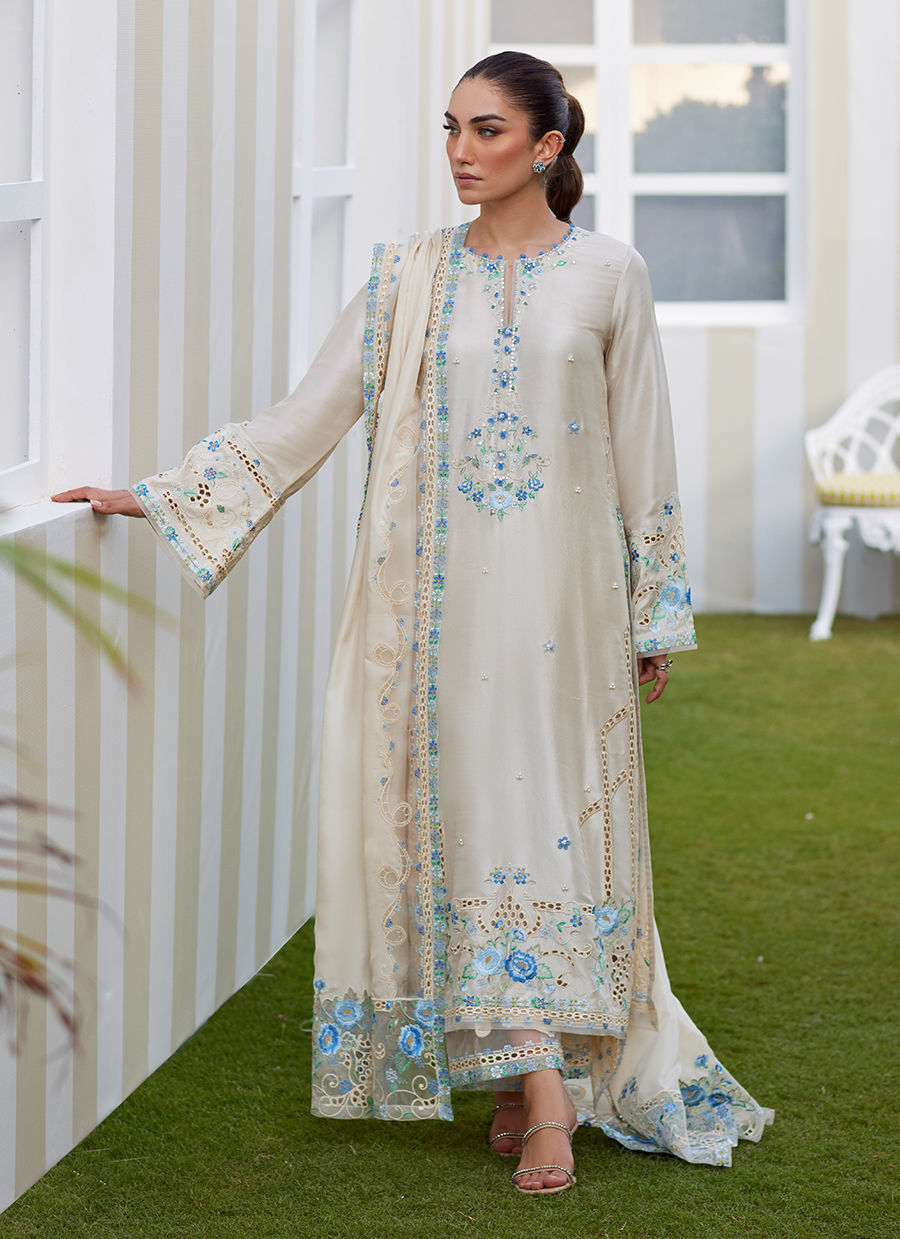 Delina Ivory Shirt And Dupatta
