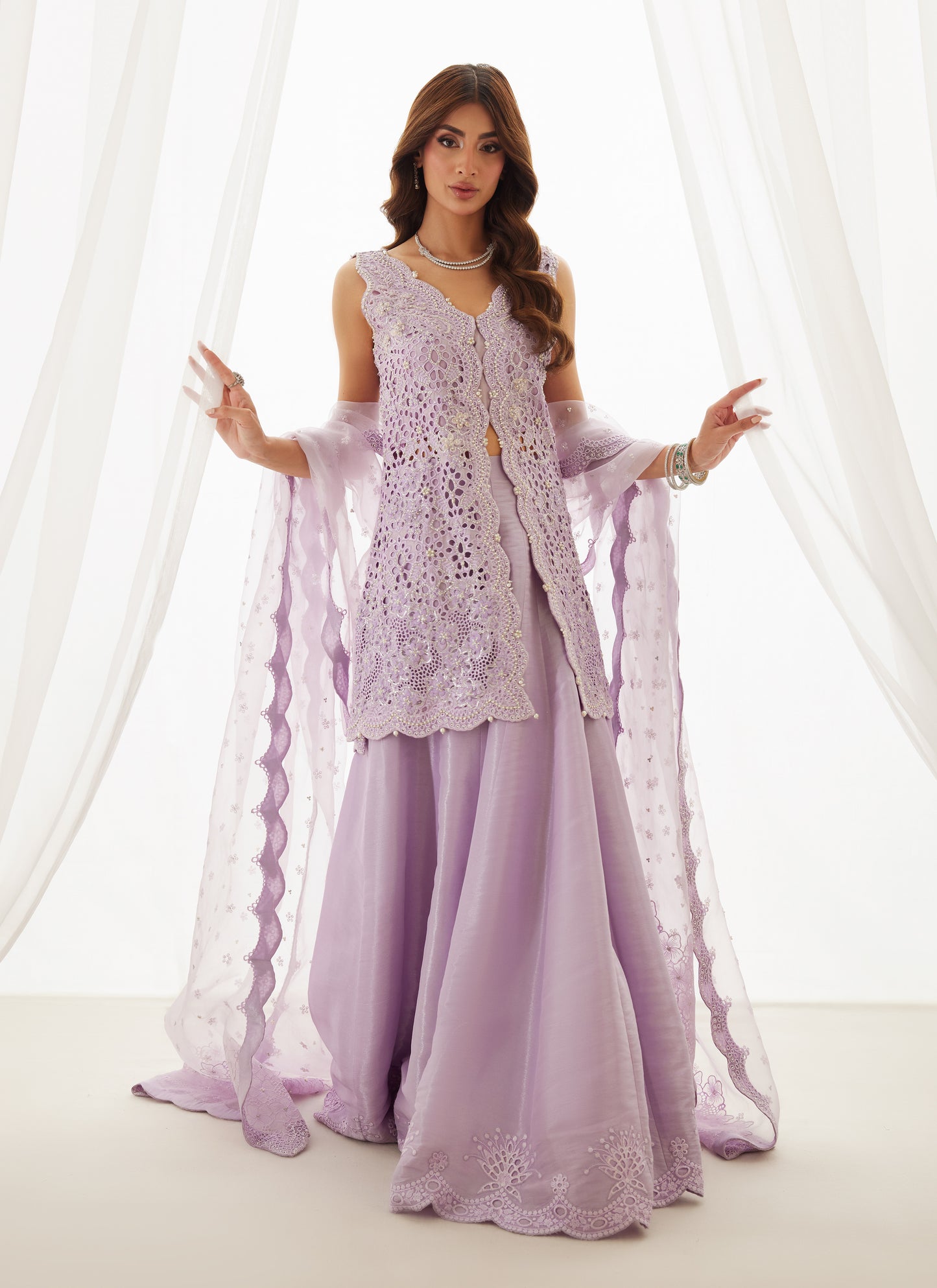 Lumi Lavender Shirt, Lehenga And Dupatta