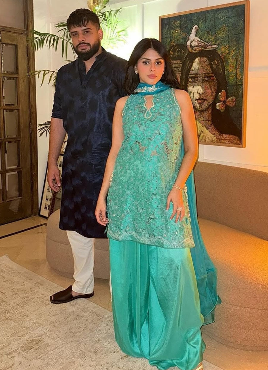 Binx Aqua Shirt And Dupatta