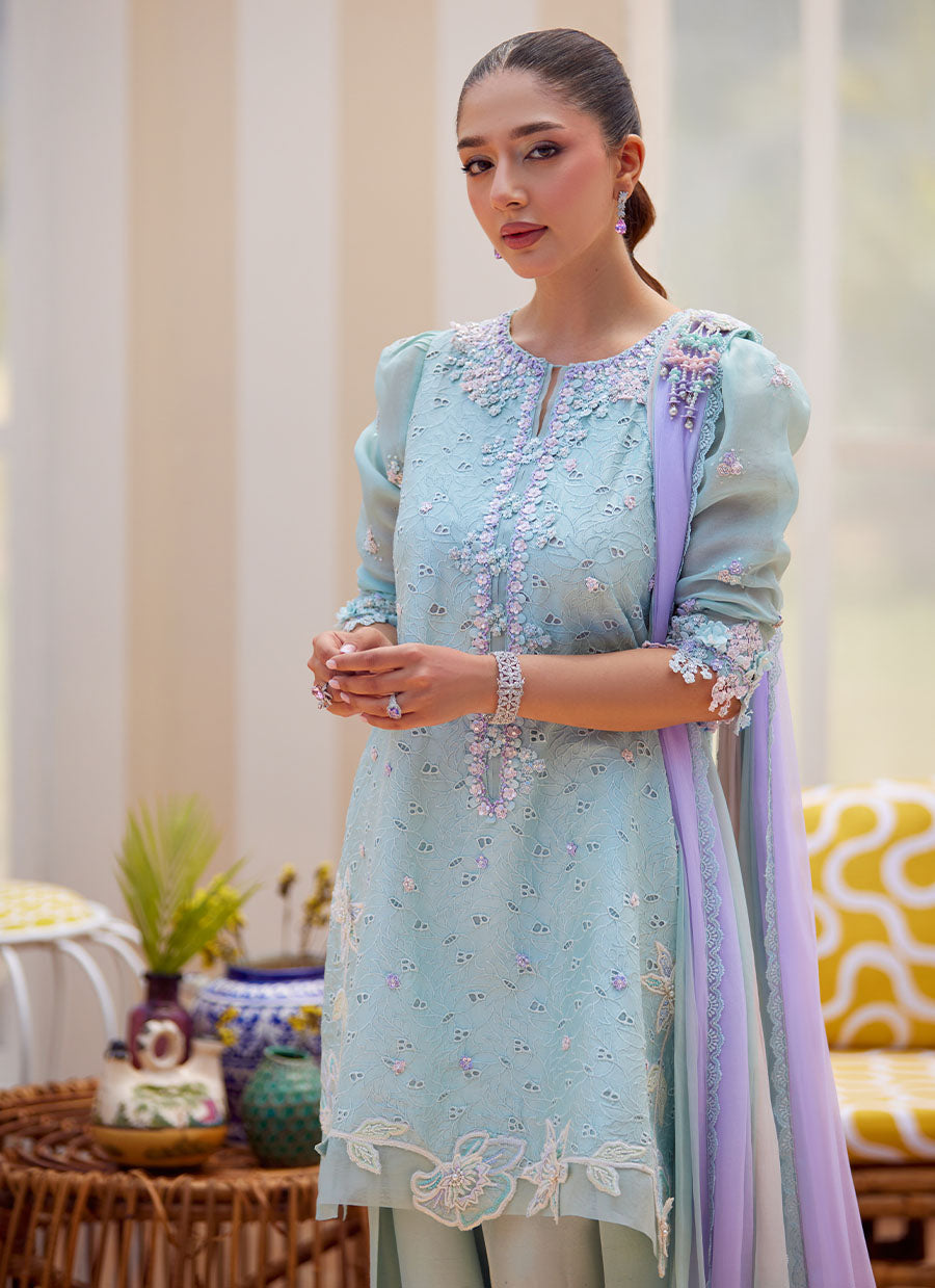 Noa Ice Blue Shirt and Dupatta
