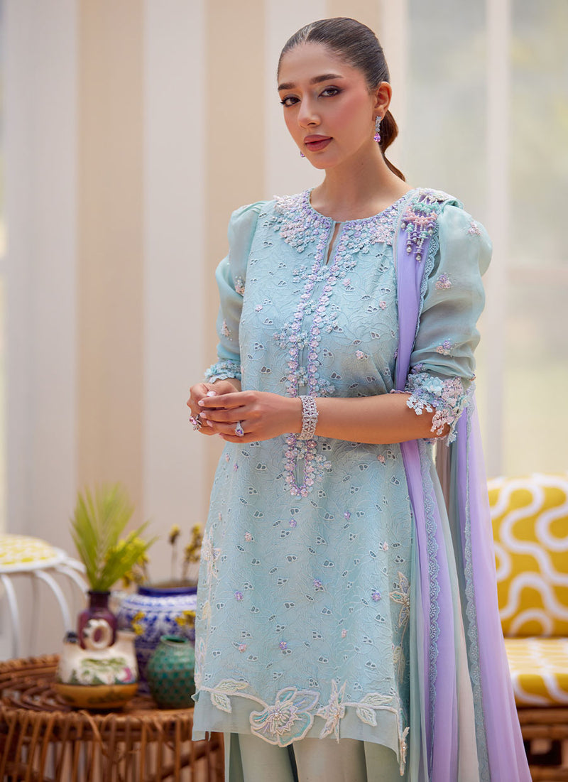 Noa Ice Blue Shirt and Dupatta