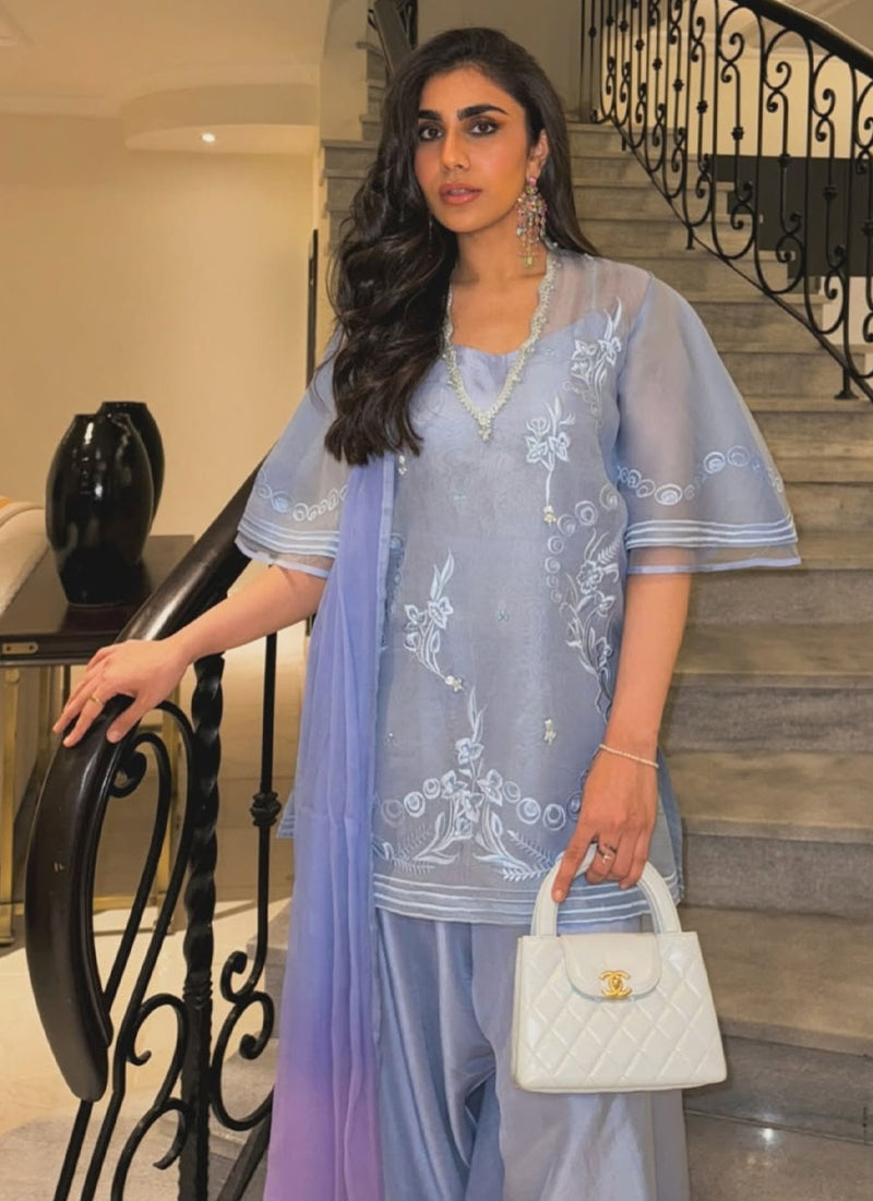 Cassie Periwinkle Shirt And Dupatta