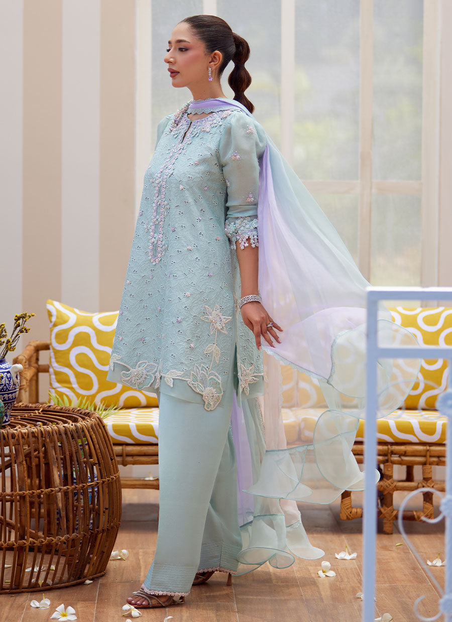 Noa Ice Blue Shirt and Dupatta