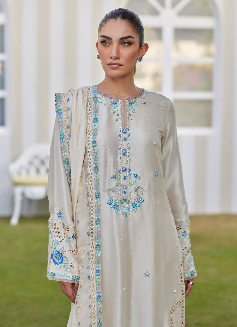 Delina Ivory Shirt and Dupatta