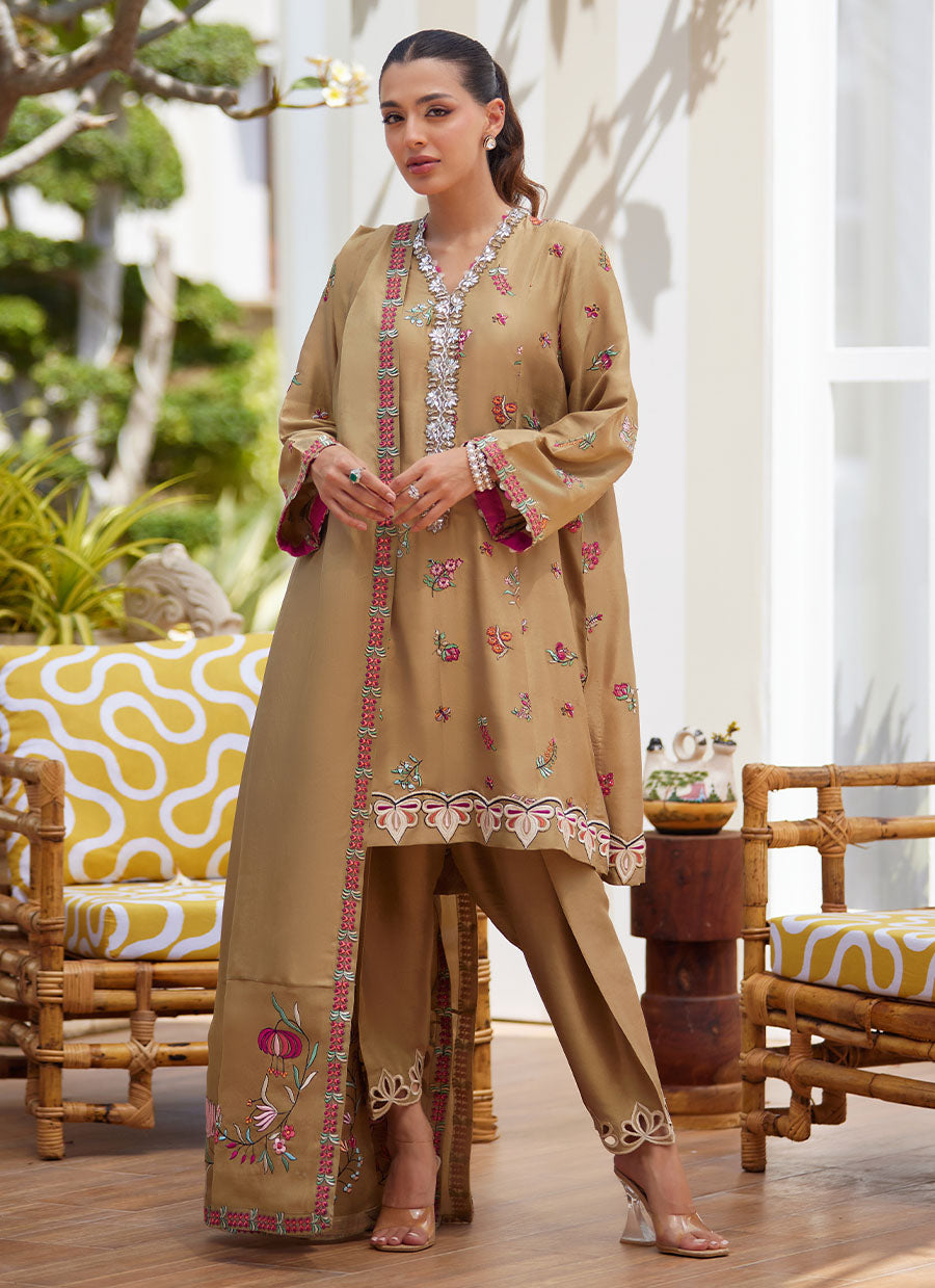 Lira Beige Shirt and Dupatta