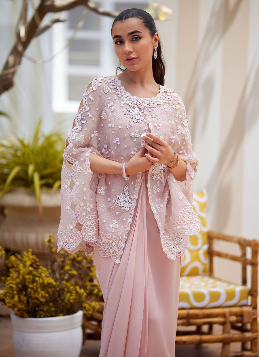 Cari Organza Cape and Pre-Drape Sari Skirt