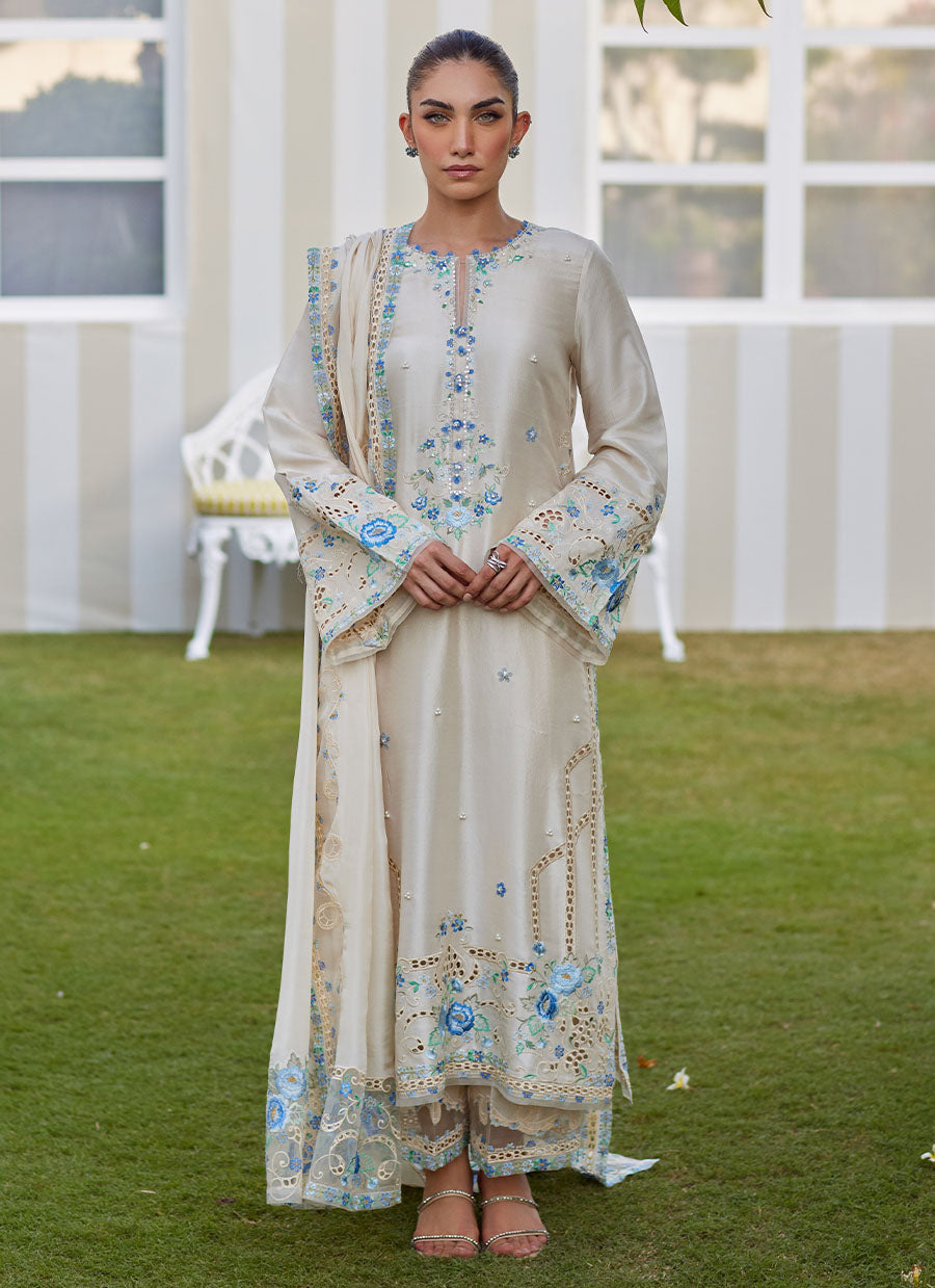 Delina Ivory Shirt and Dupatta