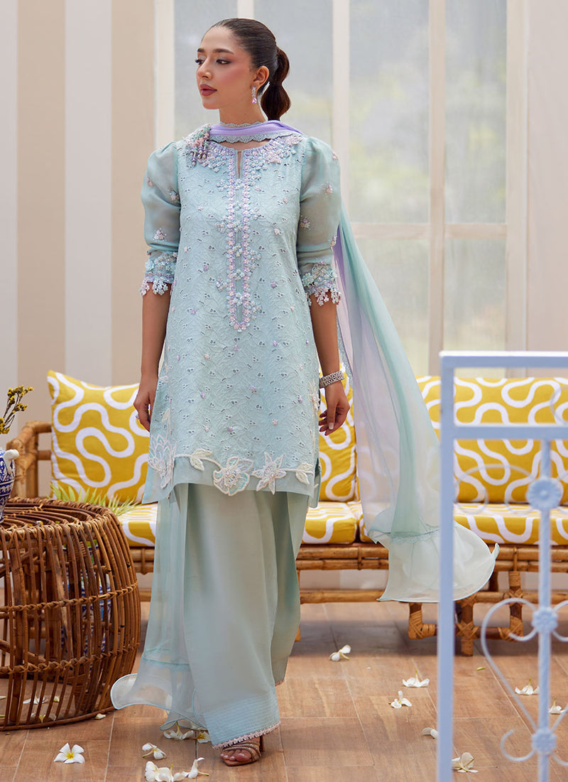 Noa Ice Blue Shirt and Dupatta