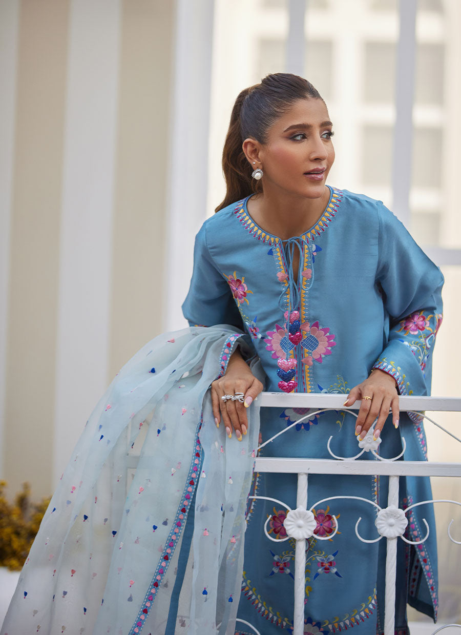 Nyssa Blue Shirt and Dupatta