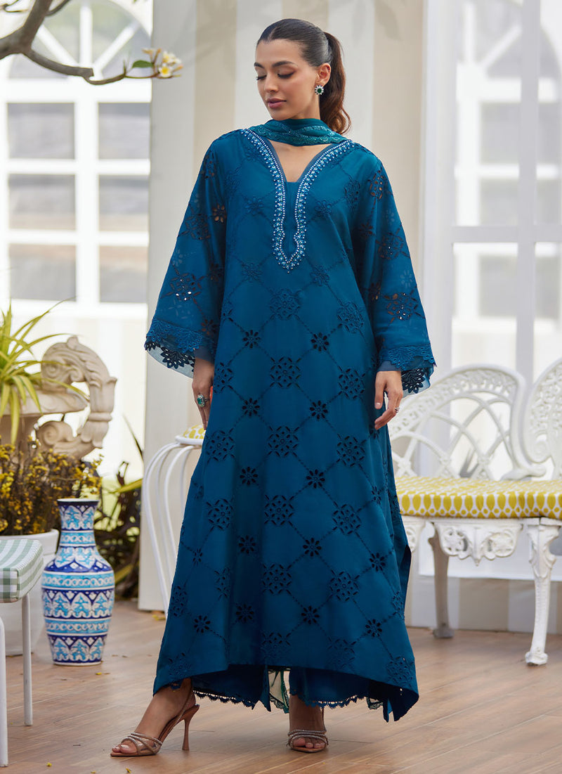 Cela Teal Shirt and Dupatta