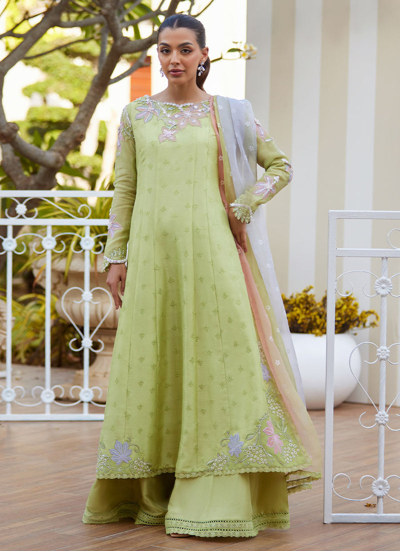 Talya Apple Green Kalidaar and Dupatta