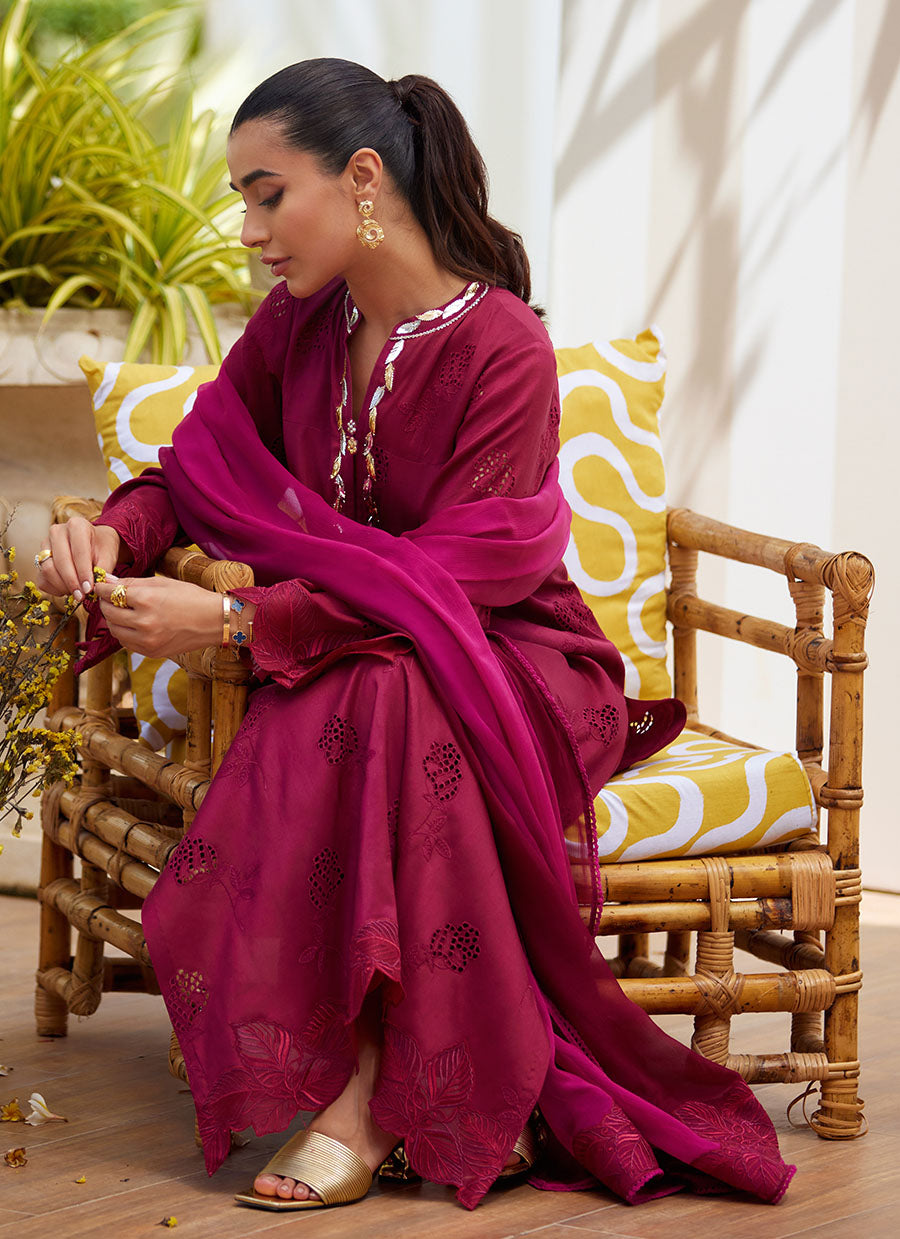 Aiko Burgundy Shirt and Dupatta