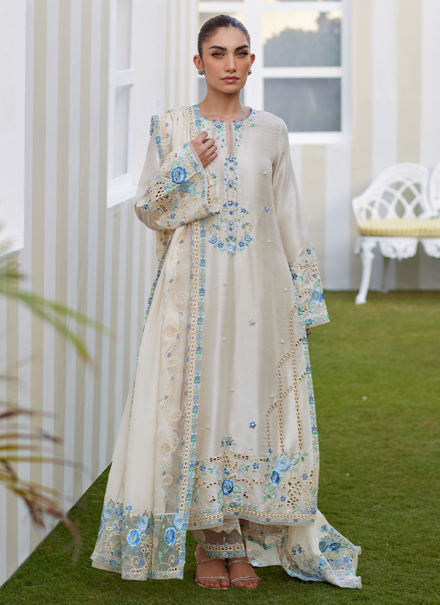 Delina Ivory Shirt and Dupatta