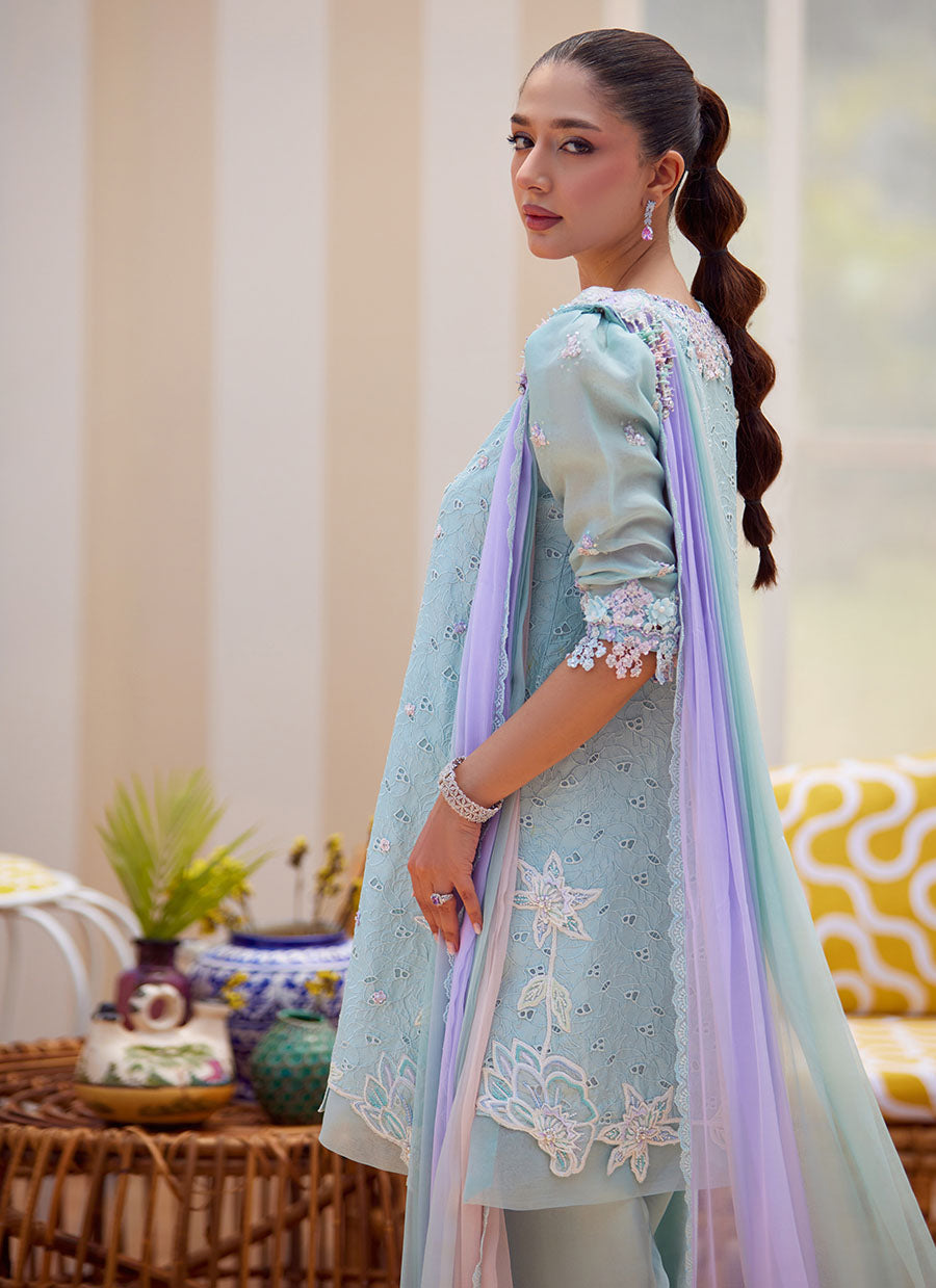 Noa Ice Blue Shirt and Dupatta