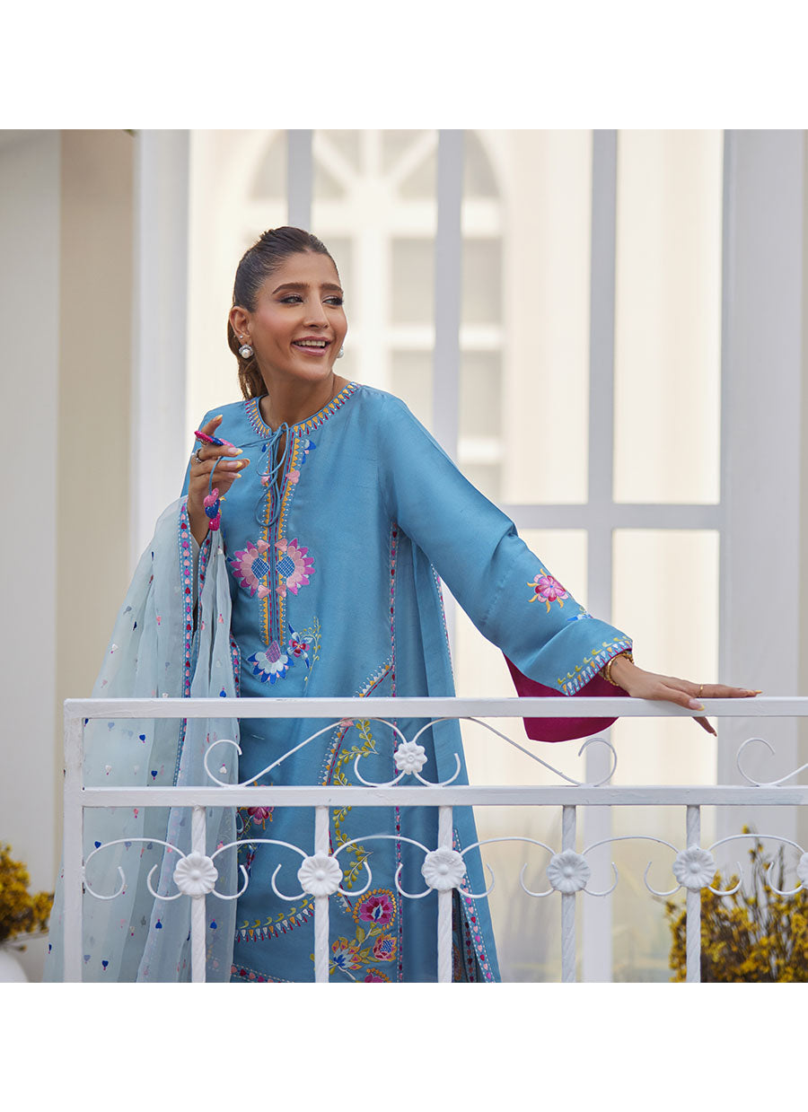 Nyssa Blue Shirt and Dupatta