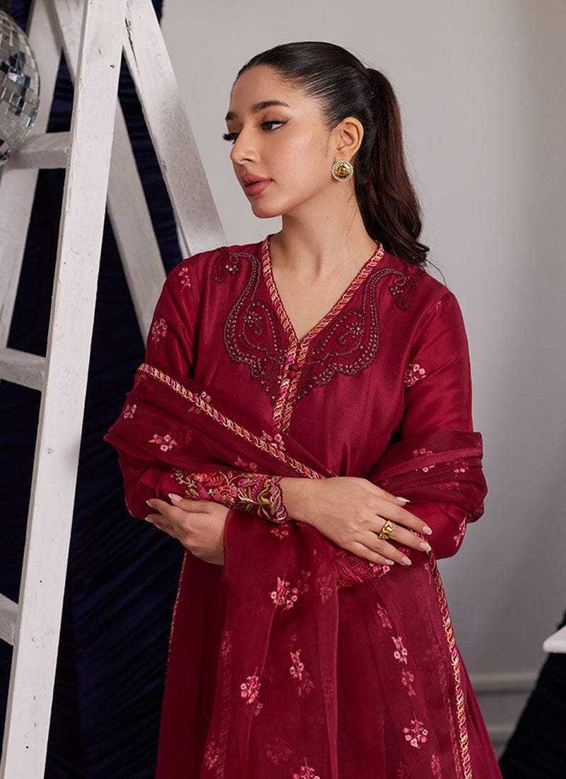 Miko Crimson Kalidaar And Dupatta