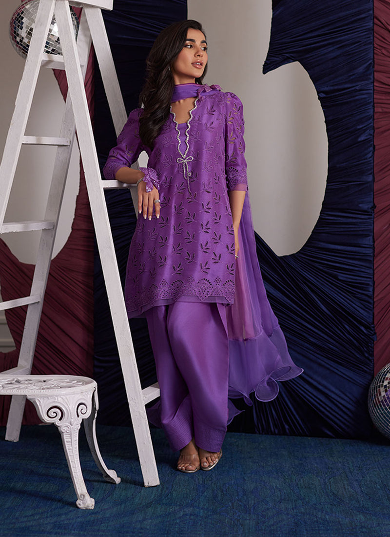 Illy Grape Shirt And Dupatta