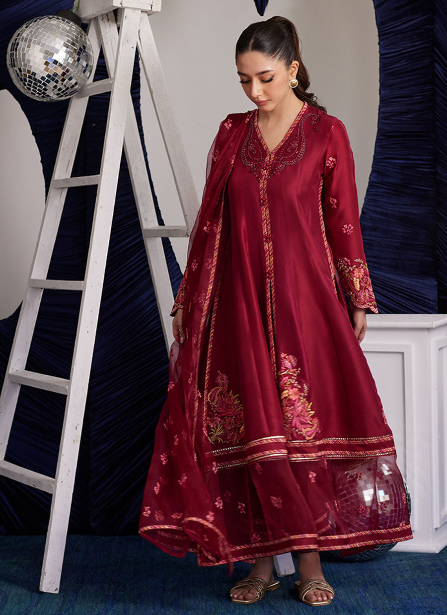 Miko Crimson Kalidaar And Dupatta