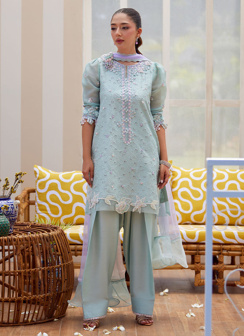 Noa Ice Blue Shirt and Dupatta