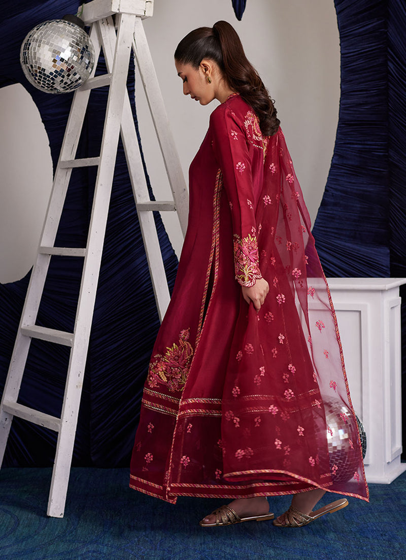 Miko Crimson Kalidaar And Dupatta