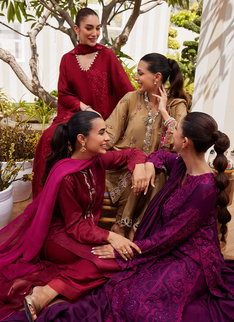 Aiko Burgundy Shirt and Dupatta