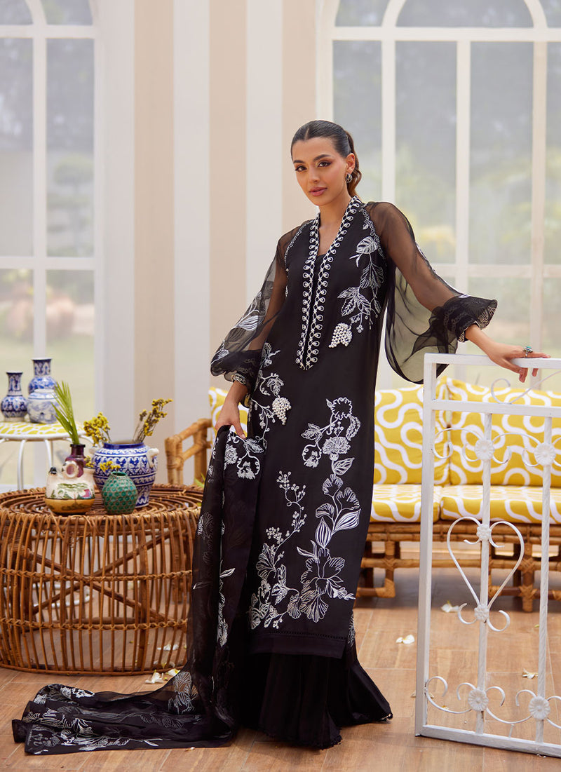 Reina Ebony Shirt and Dupatta