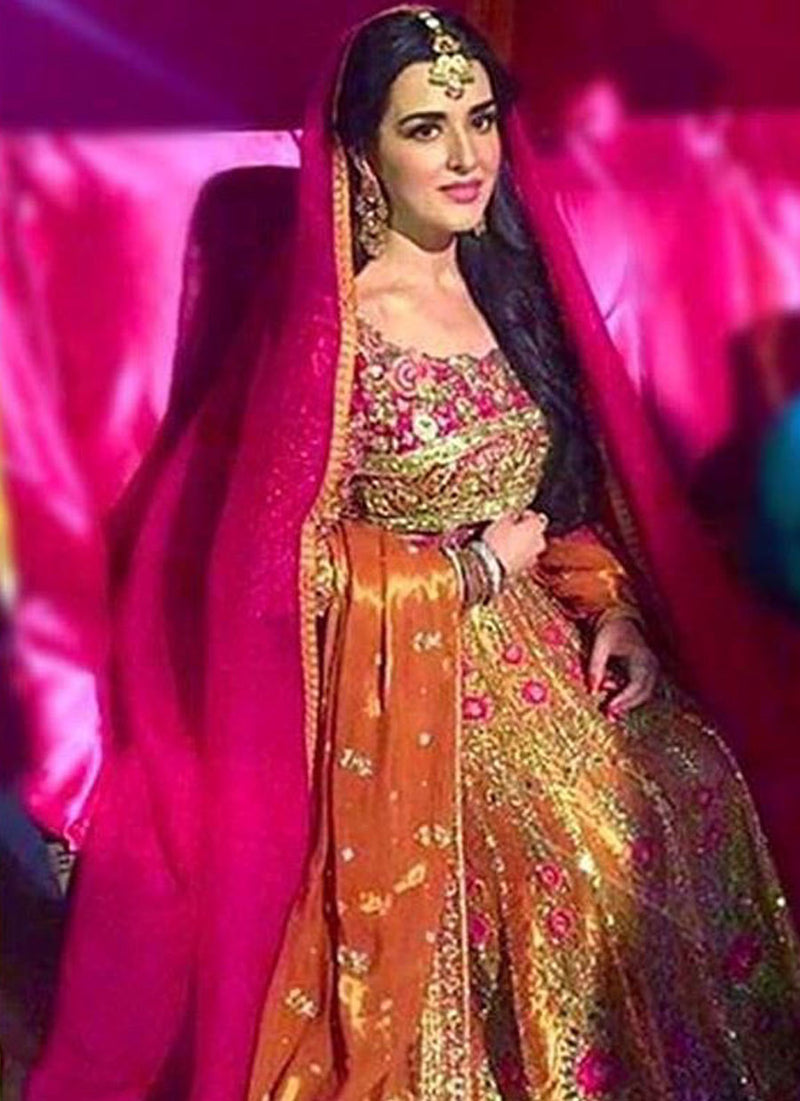 Our favourite beauty and Make-up sensation Natasha Khalid in a custom made Farah Talib Aziz lengha choli!