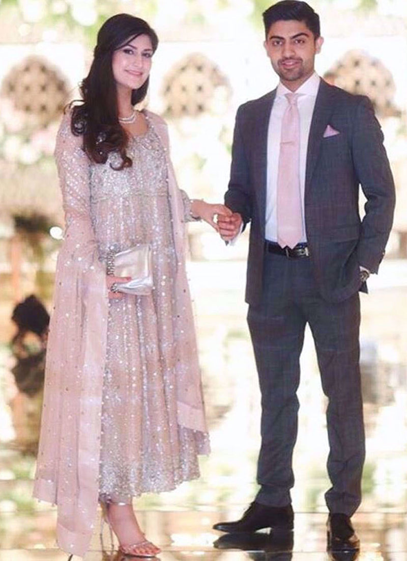 Absolutely adoring this beautiful bride sparkling in a tea rose Farah Talib Aziz signature kalidaar peshwas