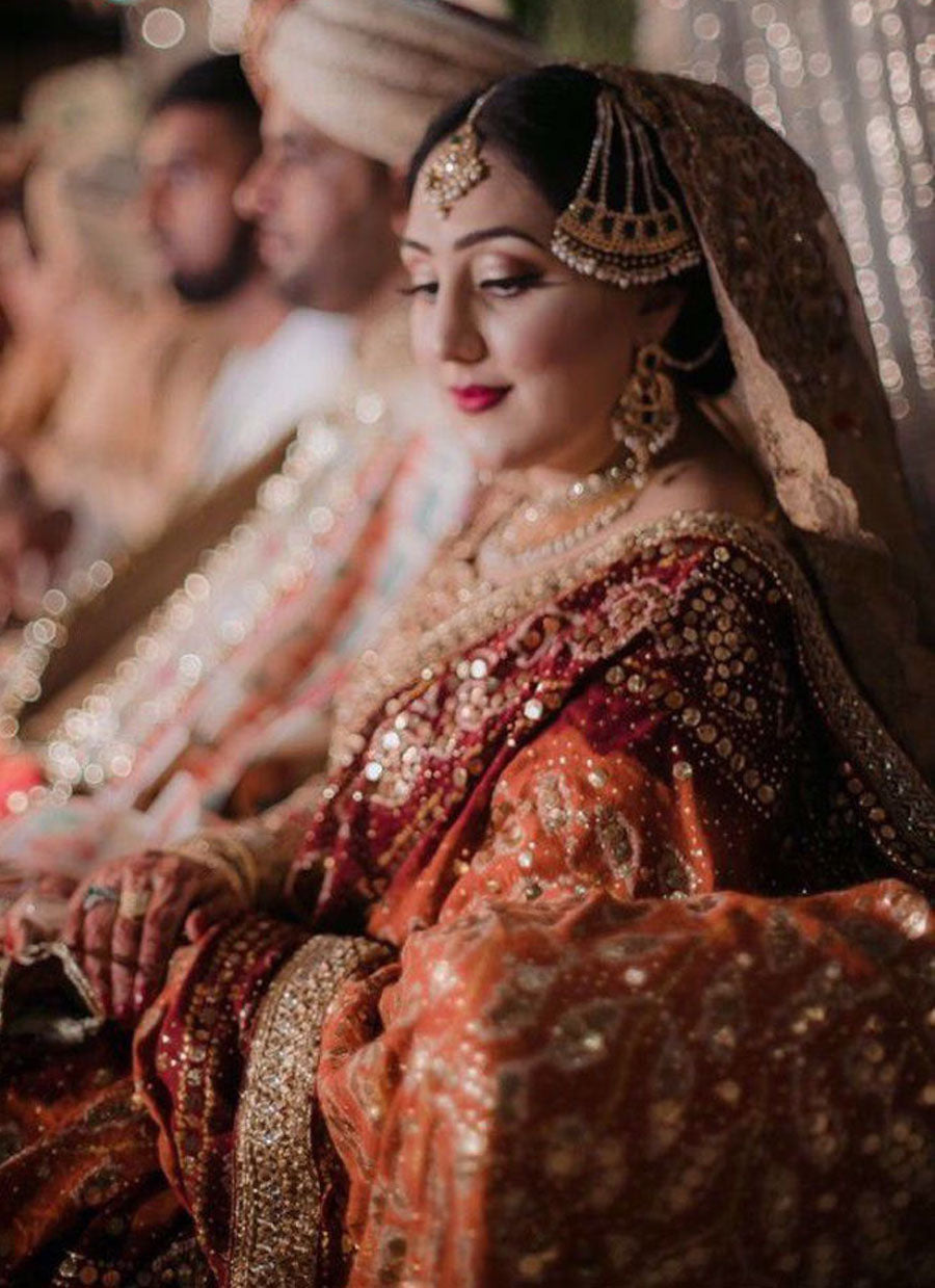 Sundas Malik Look Ravishing in a Regal Scarlet and Gold Ensemble