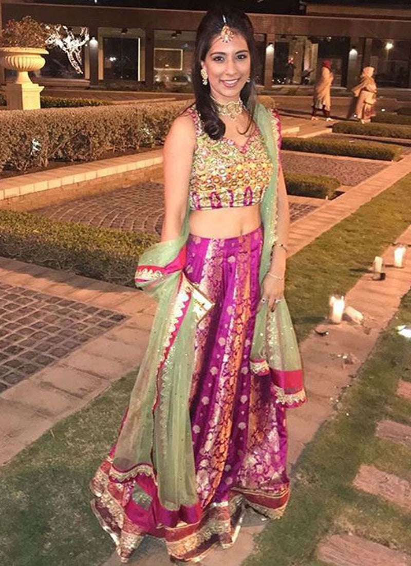 Amun Nadeem looks beautiful in a Farah Talib Aziz embellished lengha choli