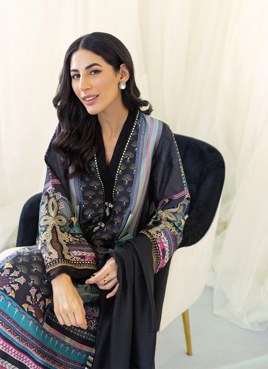 Raquel Onyx Silk Shirt and Dupatta